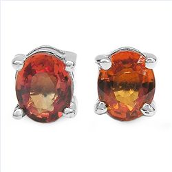 Orange Sapphire & Sterling Silver Earrings.