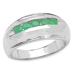 0.45 CARAT GENUINE EMERALD .925 STERLING SILVER RING