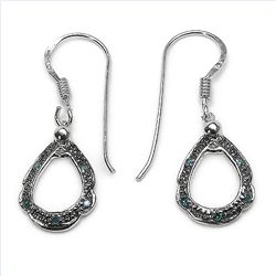 Blue Diamond & Sterling Silver Earrings.