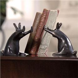 PUSHING RABBITS BOOKENDS