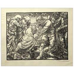 Peter Trumm "Coriolan und seine Mutter" signed original woodcut