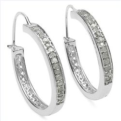 White Diamond & Sterling Silver Earrings.