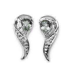 Grn Sapphire, Wht Topaz & Sterl Silver Earrings.