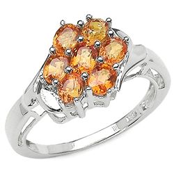 1.75 CARAT GENUINE ORANGE SAPPHIRE .925 STERLING SILVER RING