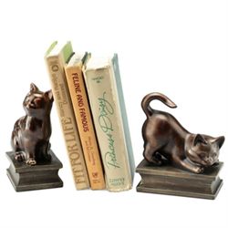 PLAYING CAT BOOKENDS