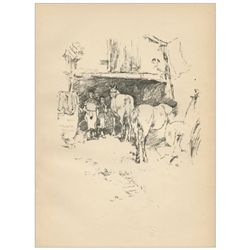 James Whistler original lithograph "The Long Gallery at the Louvre"