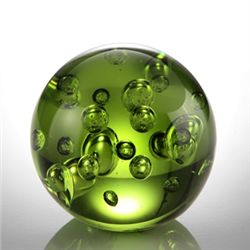 ART GLASS GREEN BUBBLE SPHERE 3" DIA