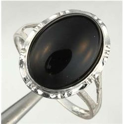 Genuine Onyx Ring in 10K White Gold