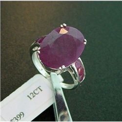 12 ctw. Genuine Ruby Sterling Silver Ring