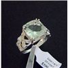 Image 1 : Large 5.80 ct. Green Amethyst and Diamond Ring in Sterling Silver