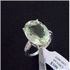 Image 1 : Large 10 ct. Green Amethyst and Diamond Ring in Sterling Silver