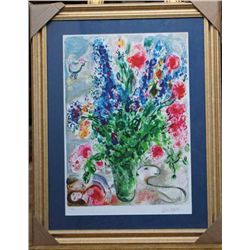 CHAGALL "LES LUPINS BLEU" Lithograph