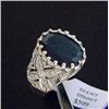 Image 1 : Large 6.5 ct. Genuine Sapphire and Diamond Ring in Sterling Silver