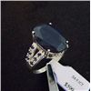 Image 1 : Large 9.1 ct. Genuine Sapphire and Diamond Ring in Sterling Silver