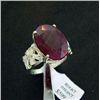 Image 1 : Large 9.8 ct. Genuine Ruby and Diamond Ring in Sterling Silver