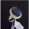 Image 1 : Large 9.8 ct. Genuine Sapphire and Diamond Ring in Sterling Silver