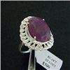 Image 1 : Large 10 ct. Genuine Ruby and Diamond Ring in Sterling Silver