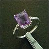 Image 1 : Genuine Amethyst and Diamond Sterling Silver Ring