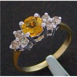 1.50 CTW GENUINE DIAMOND & CITRINE RING IN 10KY GOLD