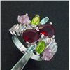 Image 1 : Sterling Silver Multi-Gemstone Ring