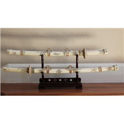 BONE SWORD SET 32" - HAND CARVED