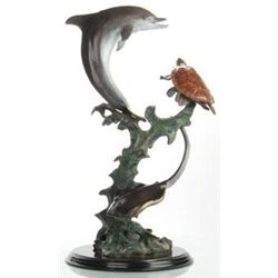 DOLPHIN, TURTLE & STINGRAY BRONZE SCULPTURE
