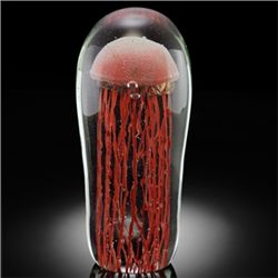 ART GLASS ORANGE JELLYFISH GLOW IN THE DARK