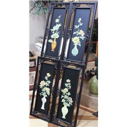 SET OF 4 JADE "SEASONS" ORIENTAL SCREENS