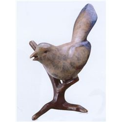 BIRD ON BRANCH BRONZE SCULPTURE