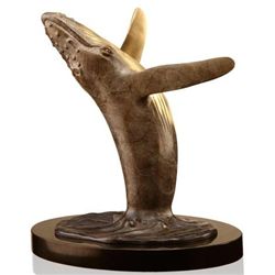 BREACHING HUMPBACK WHALE BRONZE SCULPTURE