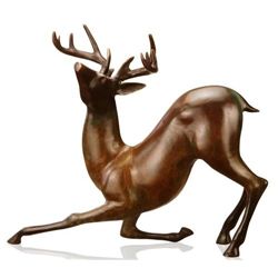 CONTEMPORARY BRONZE DEER SCULPTURE