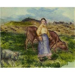 RENOIR  "LA FEMME,LA VACHE ET LE MOUTON" ETCHING