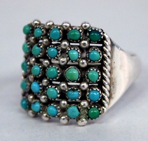 Zuni Sterling Petit Point Turquoise Ring