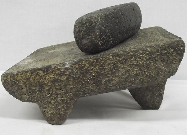 Prehistoric Mexican Stone Metate and Mano