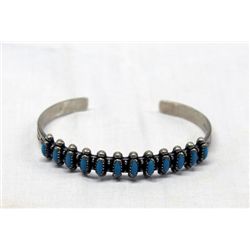 Vintage Zuni Petit Point Turquoise Silver Bracelet
