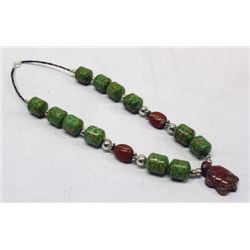 Navajo Green Gaspeite & Turtle Necklace Signed