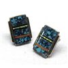 Image 2 : Navajo Sterling & Turquoise Earrings, Signed