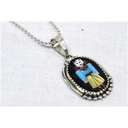 Zuni Sterling & Multi-Stone Inlay Pendant