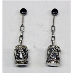 Navajo Sterling Silver Drum Shaped Earrings