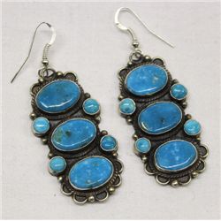Vintage Navajo Turquoise & Silver Earrings