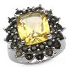 Image 1 : 9.19 CARAT GENUINE CITRINE & SMOKY TOPAZ .925 STERLING SILVER RING