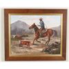 Image 1 : Original Oil on Canvas Depicting "Cowboy & Cows"