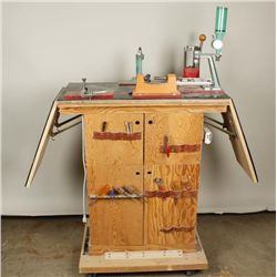 Well Made Wooden Reloading Bench on Rollers