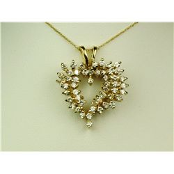 Dazzling 14K YG Ladies Heart Design Pendant