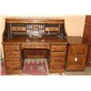 Image 1 : Oak Roll Top Desk and File Cabinet