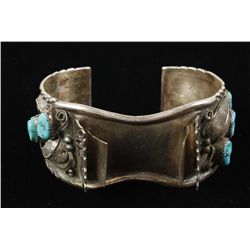 Vintage Design Sterling & Turquoise Watch Band