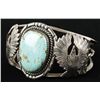 Image 2 : Indian Bracelet with Eagles & Center Turquoise Cab