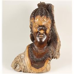 Carved Wooden Art Piece Depicting a Woman