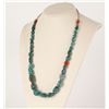 Image 1 : Turquoise Nugget Necklace with Red Coral Accents