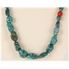 Image 2 : Turquoise Nugget Necklace with Red Coral Accents